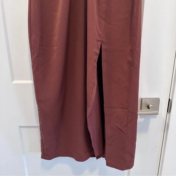 Abercrombie & Fitch Brown Knot Front Cutout Halter Midi Dress Size Small Petites - Picture 3 of 12